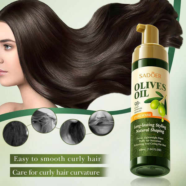 Olive Oil Styling Mousse, Dense Lightweight Foam, Smooth Curly Hair, Suitable for Men And Women