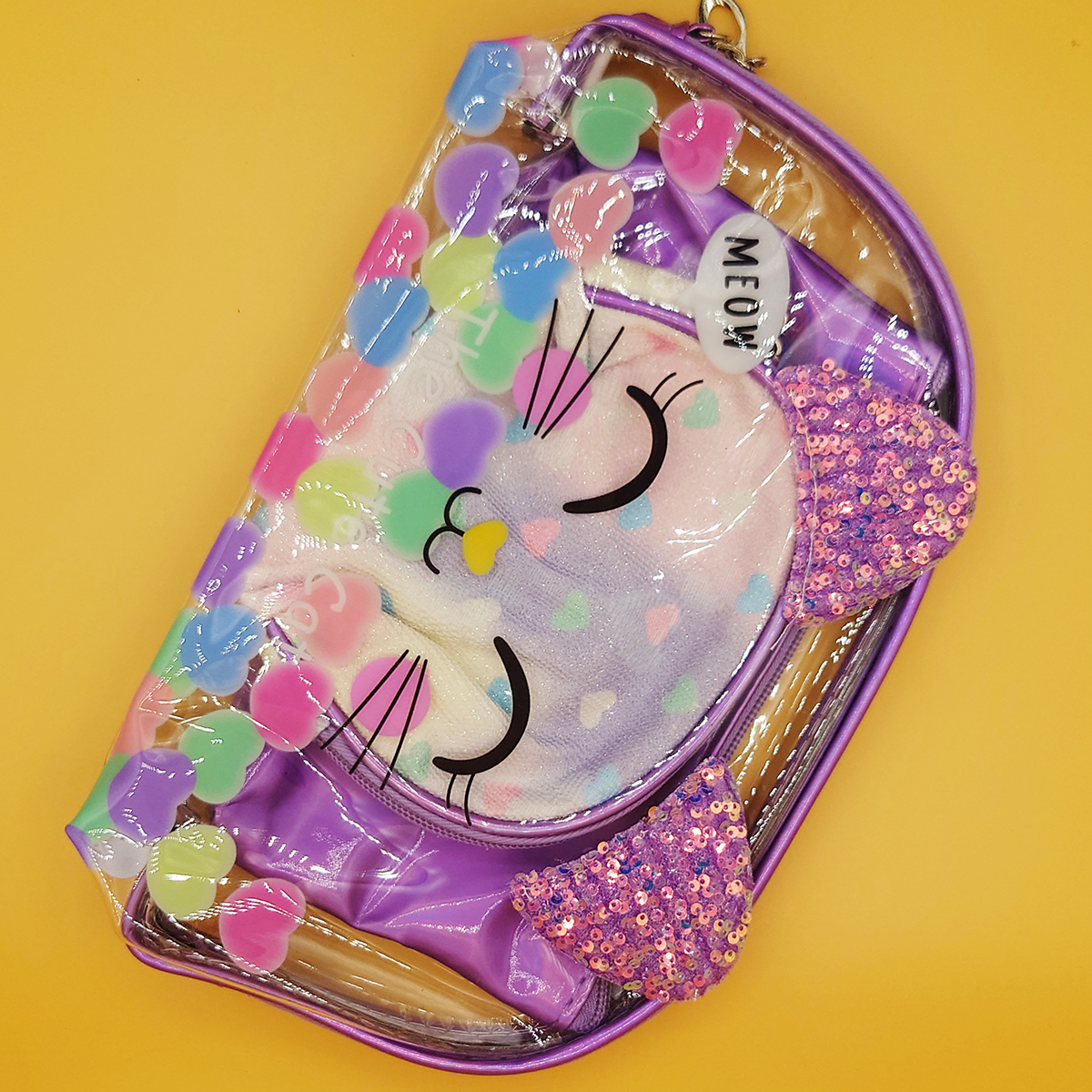 Cute Transparent Bag And Pouches 3 in 1