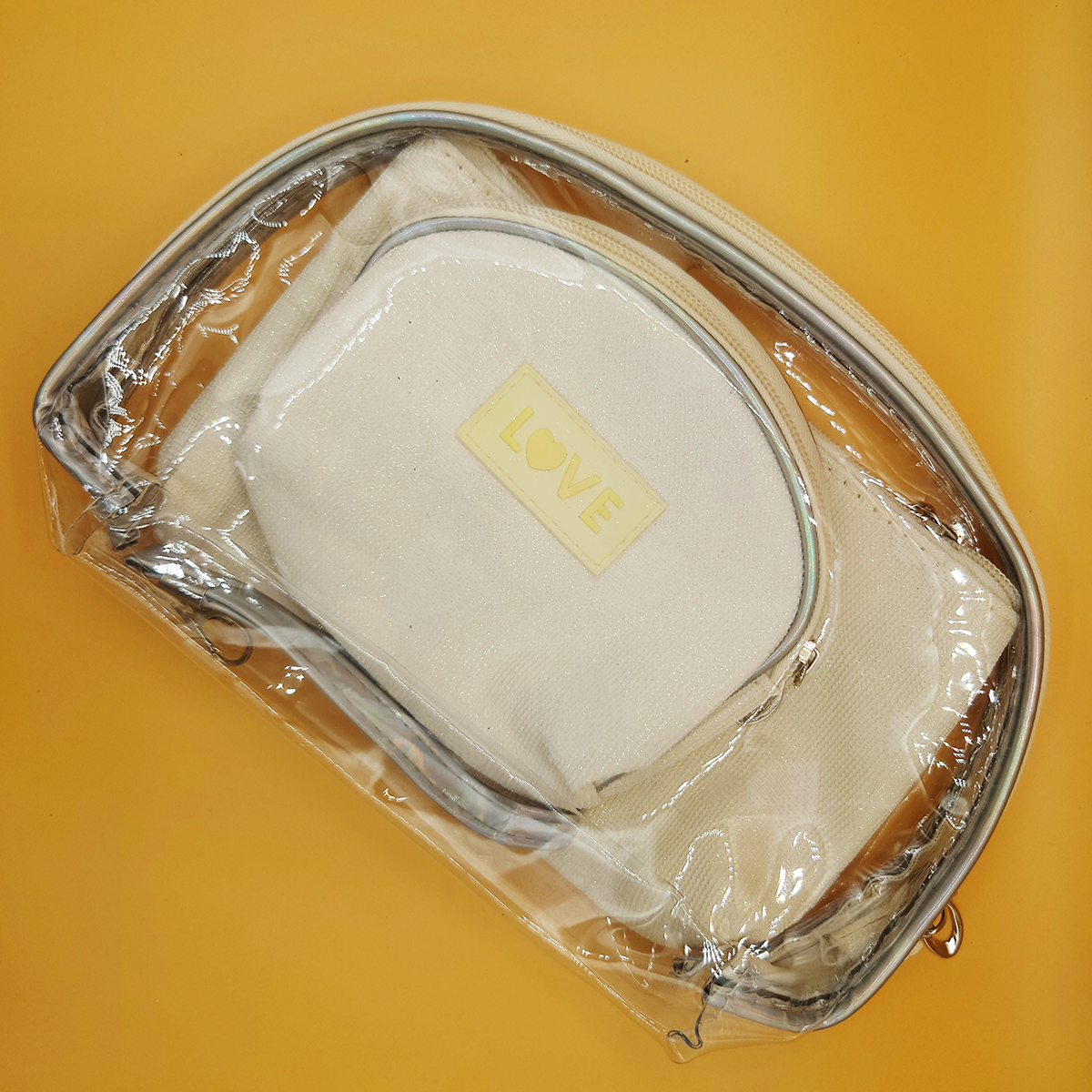 Cute Transparent Bag And Pouches 3 in 1