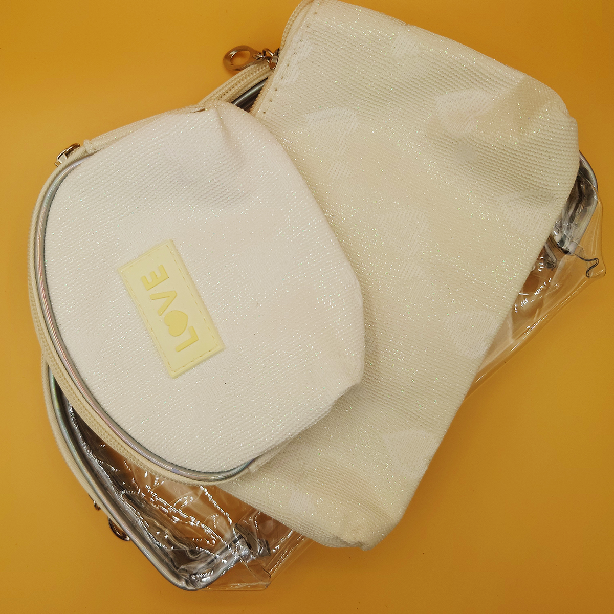 Cute Transparent Bag And Pouches 3 in 1