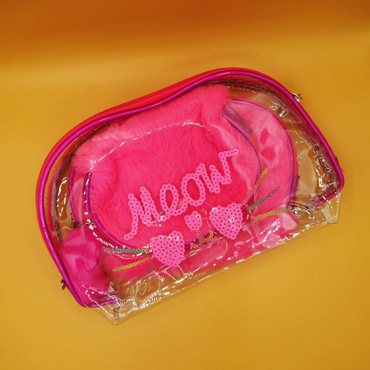 Cute Transparent Bag And Pouches 3 in 1