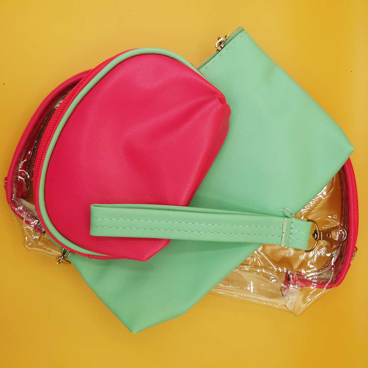 Cute Transparent Bag And Pouches 3 in 1