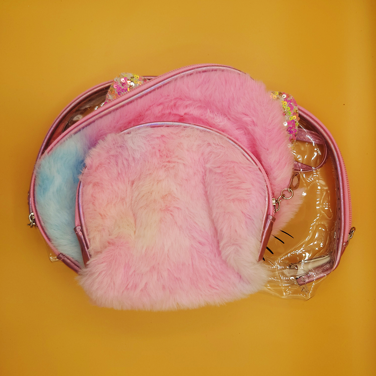 Cute Transparent Bag And Pouches 3 in 1