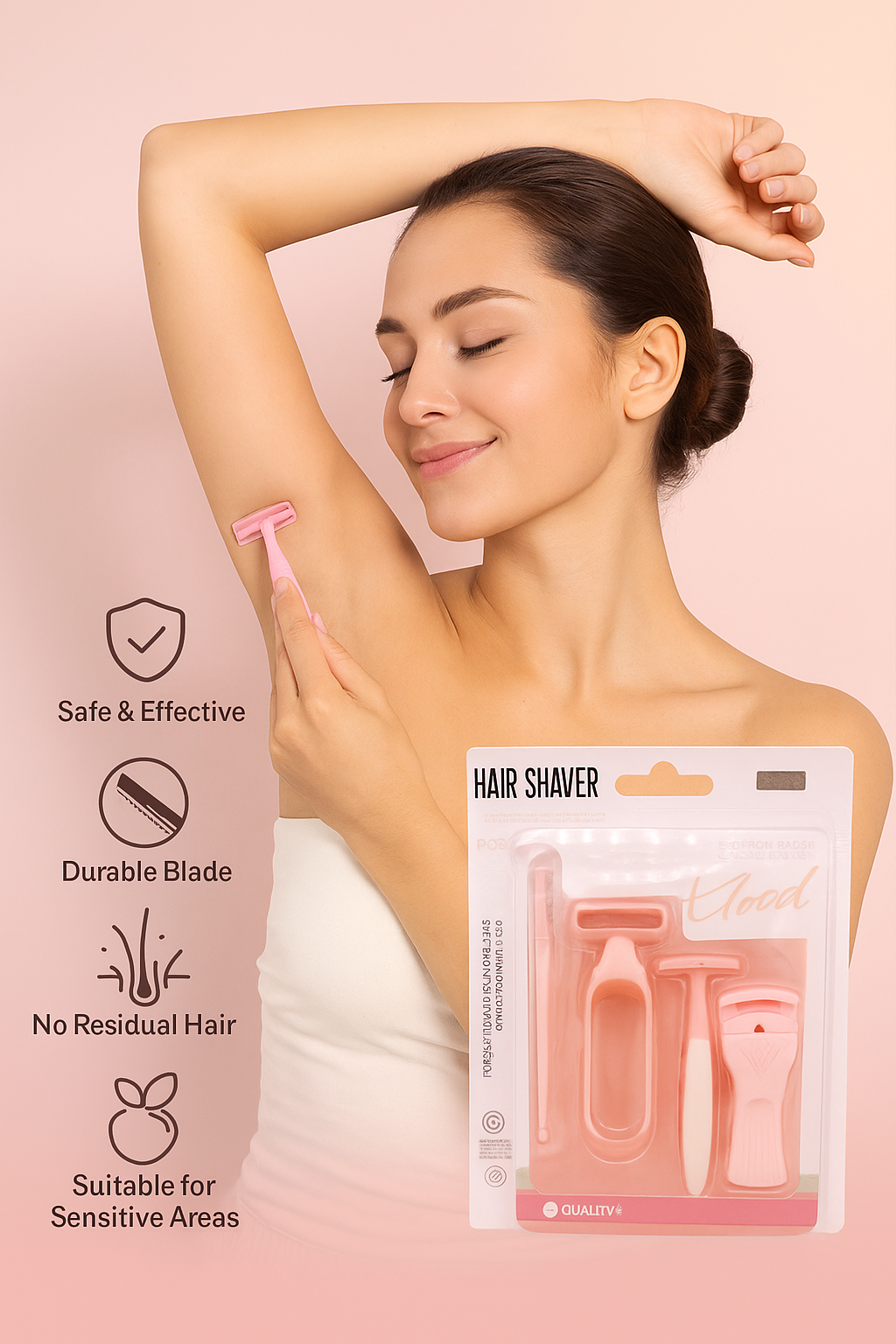 Smooth & Safe Hair Shaver Set – 4-in-1 for Women