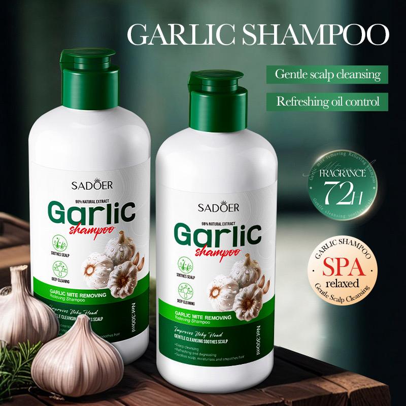 SADOER Garlic Mite Soothing Shampoo Deep Cleansing Hair Oil Control Relieve Itch and Remove Dandruff