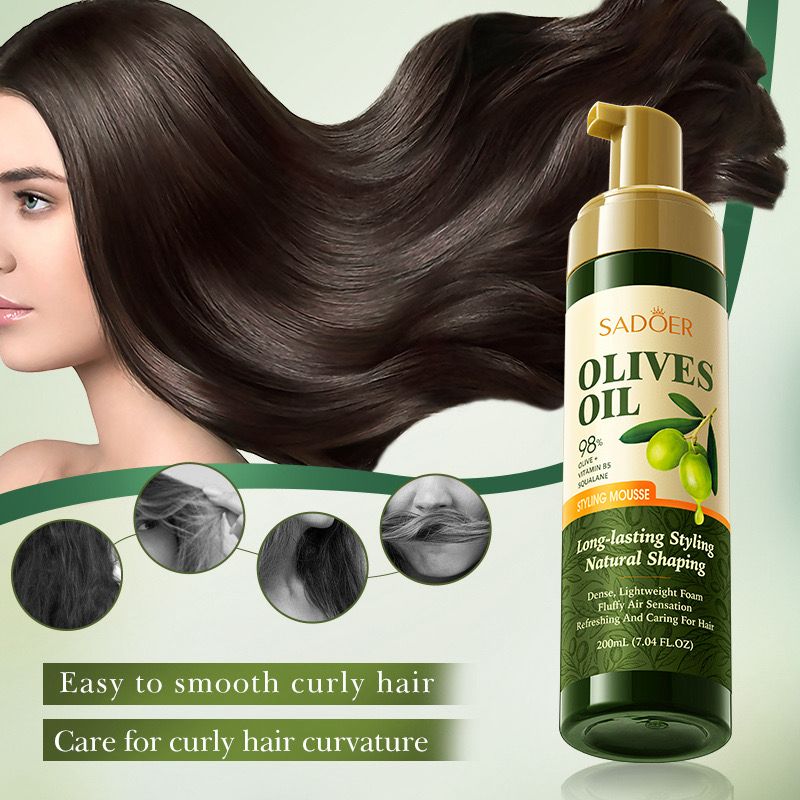 Olive Oil Styling Mousse, Dense Lightweight Foam, Smooth Curly Hair, Suitable for Men And Women