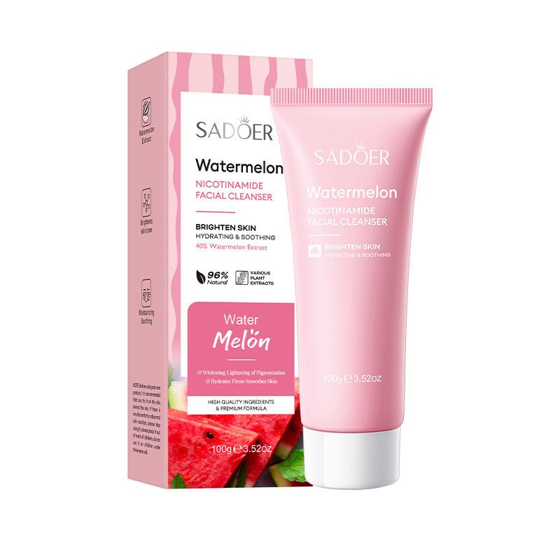 SADOER Watermelon Niacinamide Facial Cleanser Deep Cleansing Moisturizing Face Wash